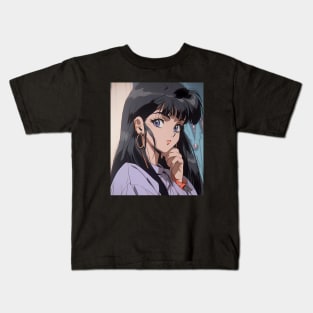 Anime Girl - Violet Eyes - AI Art Kids T-Shirt